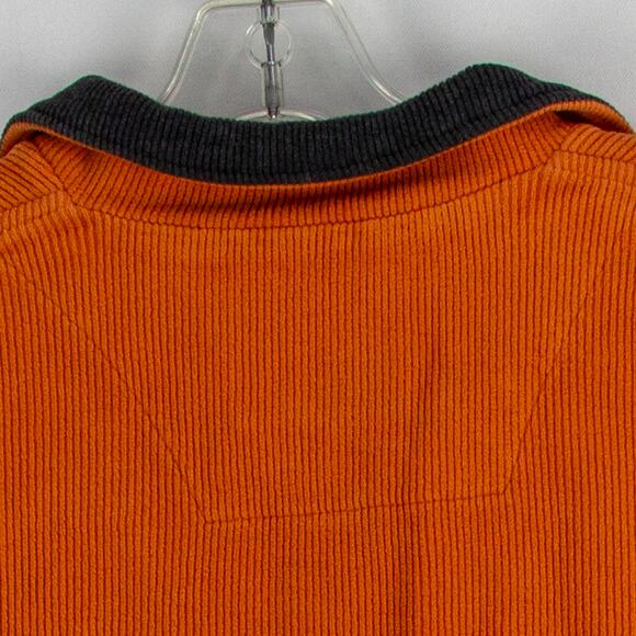Logan Yachting Men's Corduroy Long Sleeve Polo Orange Zip 100% Cotton Small - Picture 10 of 11